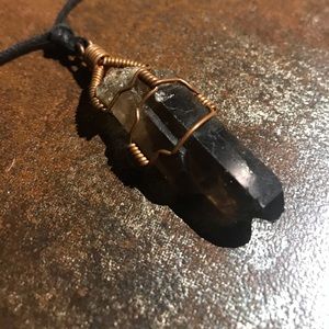 BOHO Smokey quartz wrapped necklace